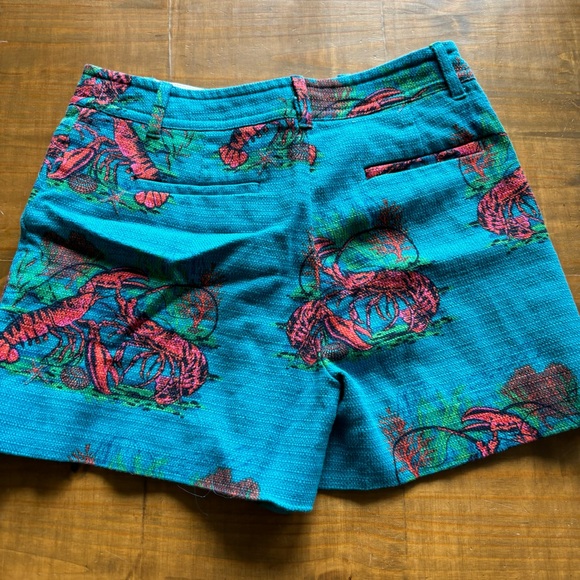 J.Crew Pleated Woven Shorts in Lobster Print Grasscloth-Women's 4 - Picture 4 of 4